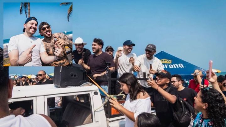 Grupo Frontera sorprende cantando en playas de Veracruz a bordo de camioneta