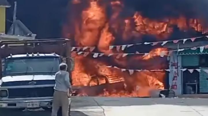 Se registra fuerte incendio por explosión de gas en Tianguistengo