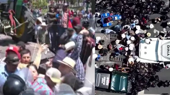 Se enfrentan campesinos y policías capitalinos en bloqueo en Reforma