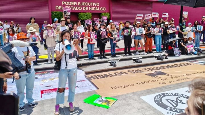 Con manifestación exigen prohibir las corridas de toros en Hidalgo