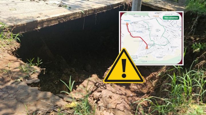 Por socavón en Las Fuentes en Xalapa, implementan ruta temporal para camiones urbanos
