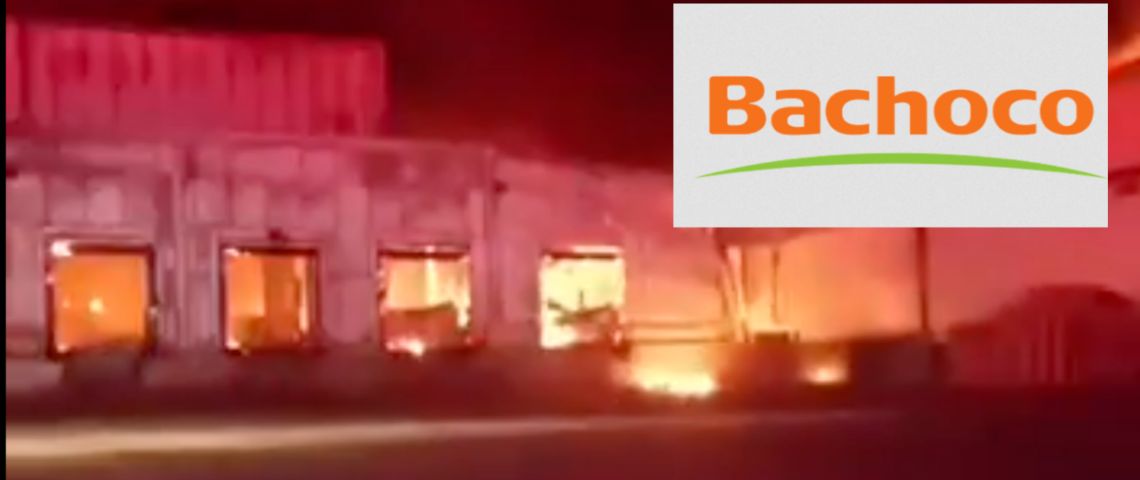 VIDEO: Gigantesco incendio devora planta de Bachoco en la carretera León-Aguascalientes
