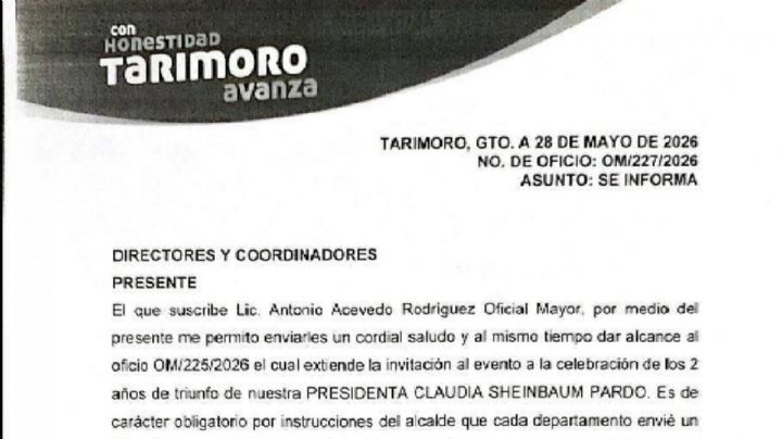 En Tarimoro obligan a empleados municipales a asistir a evento de Sheinbaum, si no, habrá sanciones