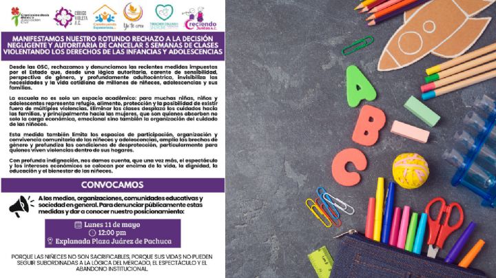 Organizaciones civiles convocan a protesta: "Nuestros niños no son sacrificables"