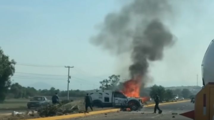 ¿Cierres en la carretera? Arde camioneta de valores en la Comonfort-Celaya