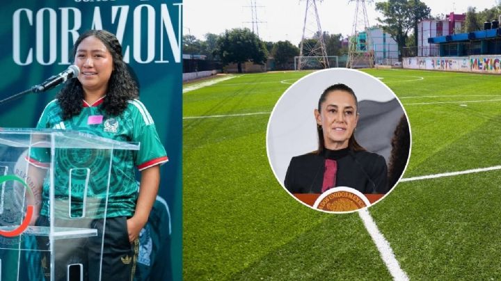 Sheinbaum construirá cancha en Tlaquilpa a petición de Yolett, joven que irá en su lugar al Mundial