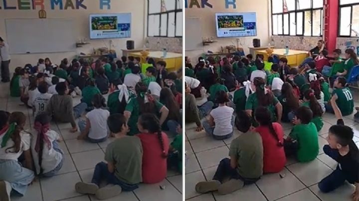 Faltaba una hora para México vs Sudáfrica y las porras de niños retumbaban en el aula | VIDEO