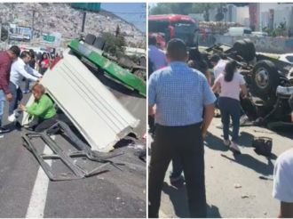 Choque entre dos microbuses deja 15 heridos en la México-Pachuca
