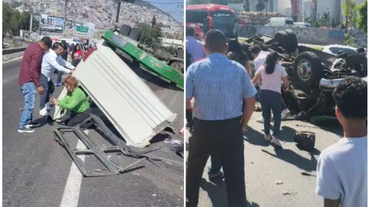 Choque entre dos microbuses deja 15 heridos en la México-Pachuca