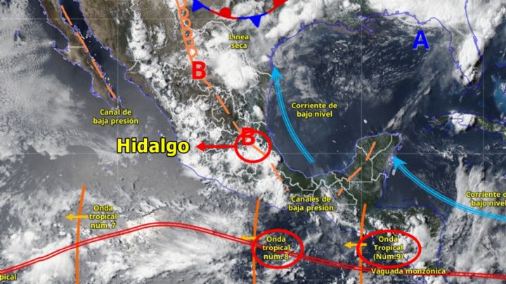 Dos ondas tropicales pondrán en alerta a Hidalgo con fuertes lluvias este sábado