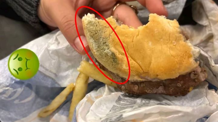 Cliente señala a famosa cadena de hamburguesas en Pachuca por dar alimento en descomposición