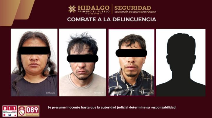 Aseguran a cuatro personas con presunta droga y arma en Tezontepec de Aldama