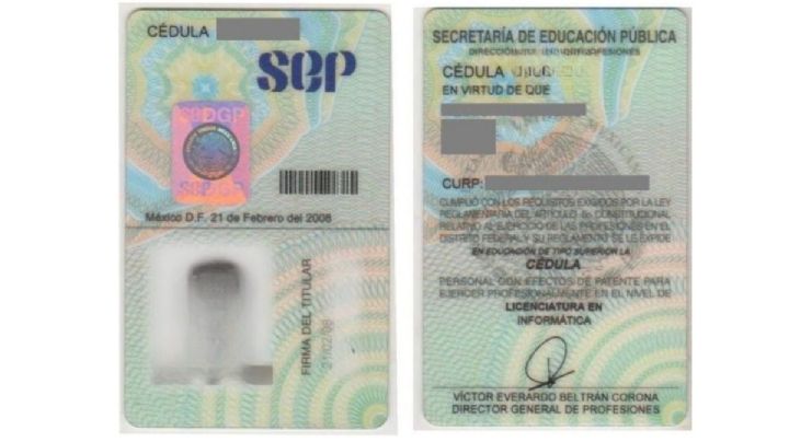 Cédula profesional sin fotografía