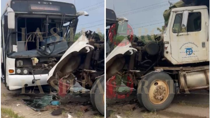 12 lesionados tras choque entre autobús Sotavento y camión en carretera Oteapan-Cosoleacaque