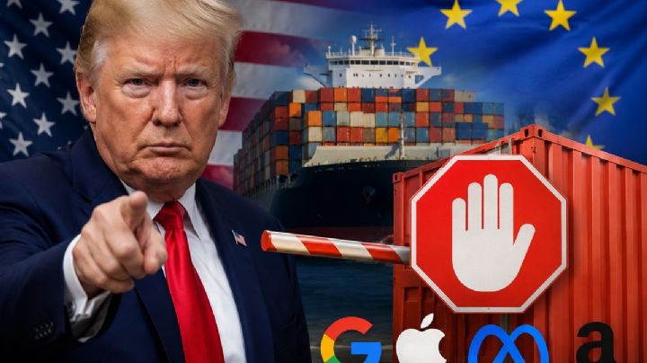 Trump amenaza con arancel del 100% a la UE por impuesto a Google, Apple, Meta y Amazon