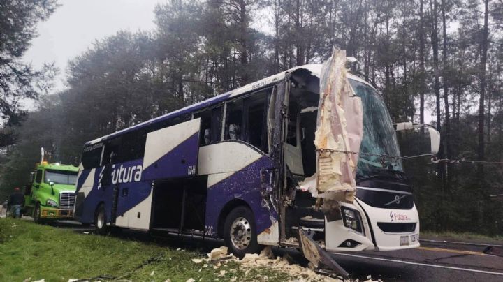 Choque entre autobús y tractocamión deja cinco lesionados en la México-Tuxpan