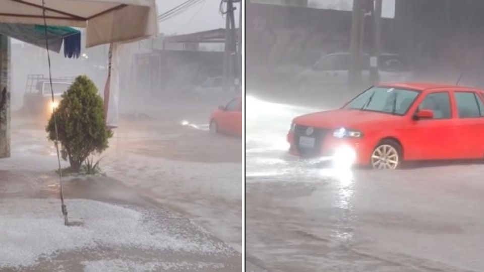 Fuerte lluvia con granizo, ayer en León.