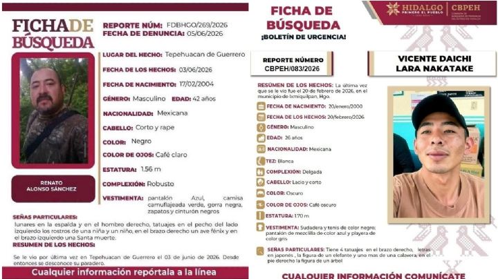Renato y Vicente desaparecieron hace uno y cuatro meses en Hidalgo; ellos son