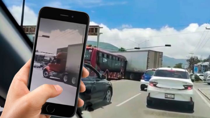 Tráiler choca un Tuzobús en el bulevar Felipe Ángeles de Pachuca | VIDEO