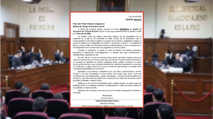 Secretario del Poder Judicial renuncia tras la reforma y denuncia pérdida de principios en carta pública