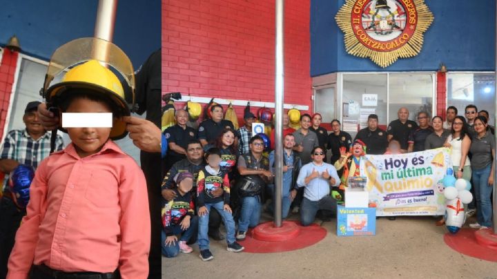 Bombero por un día: cumplen sueño de Salvador, niño que venció la leucemia en Coatzacoalcos