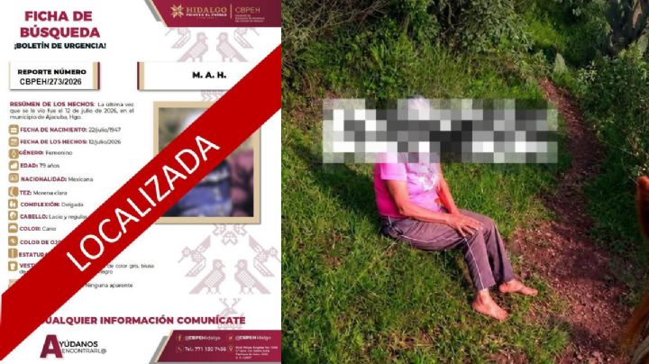 Localizan con vida a adulta mayor desaparecida en Ajacuba