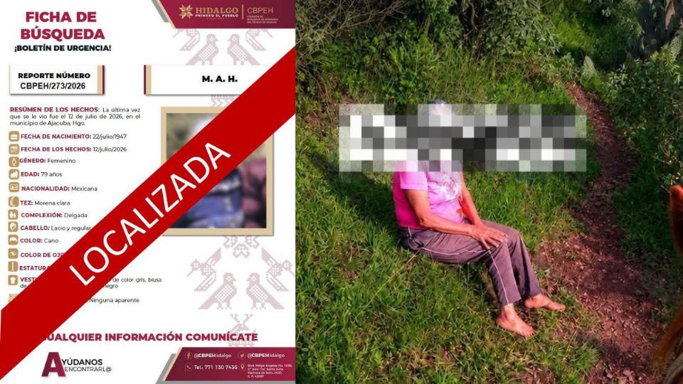 Tras permanecer desaparecida desde el pasado 13 de julio, su ubicación fue posible gracias a un operativo conjunto en el que participaron autoridades y voluntarios que recorrieron la zona durante varios días.