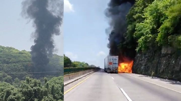 Alerta vial: cierre total en la autopista Veracruz-Córdoba por incendio de camión