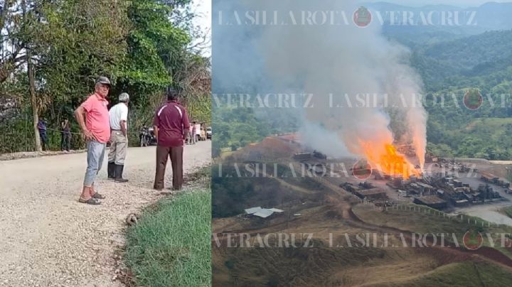 Pobladores de Las Choapas bloquean camino rural; piden atención tras incendio de Pozo Krem-1