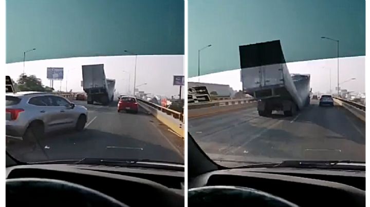 Un tráiler se partió como una galleta en el Libramiento Morelos; ¿Qué le pasó?
