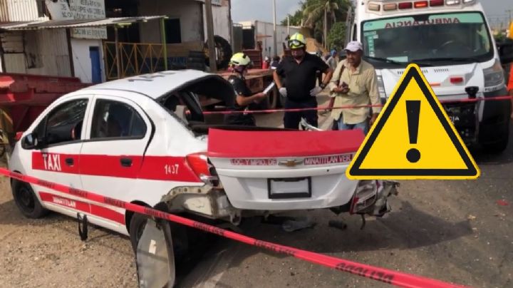 Mujer muere prensada tras accidente entre taxi y tráiler en Cosoleacaque, al sur de Veracruz