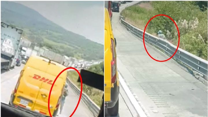Ladrones aprovechan bloqueo en autopista de Hidalgo para saquear camioneta de DHL | VIDEO